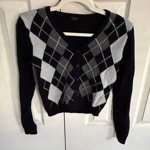 Black and Gray Argyle Cardigan
